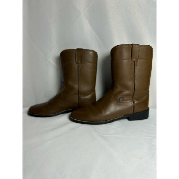 Justin Basics Boots Mens Size 10.5 D brown ￼ Leather Western Cowboy Slip On USA main image 6